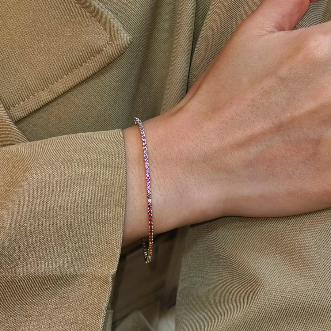 Lab Grown Diamond Blue Sapphire Gradient Rainbow Bracelet