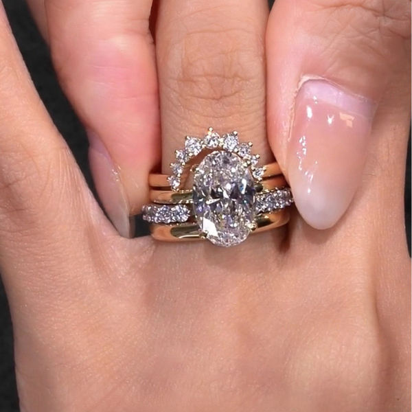Oval Ture Love Bridal Adjustable Ring Set