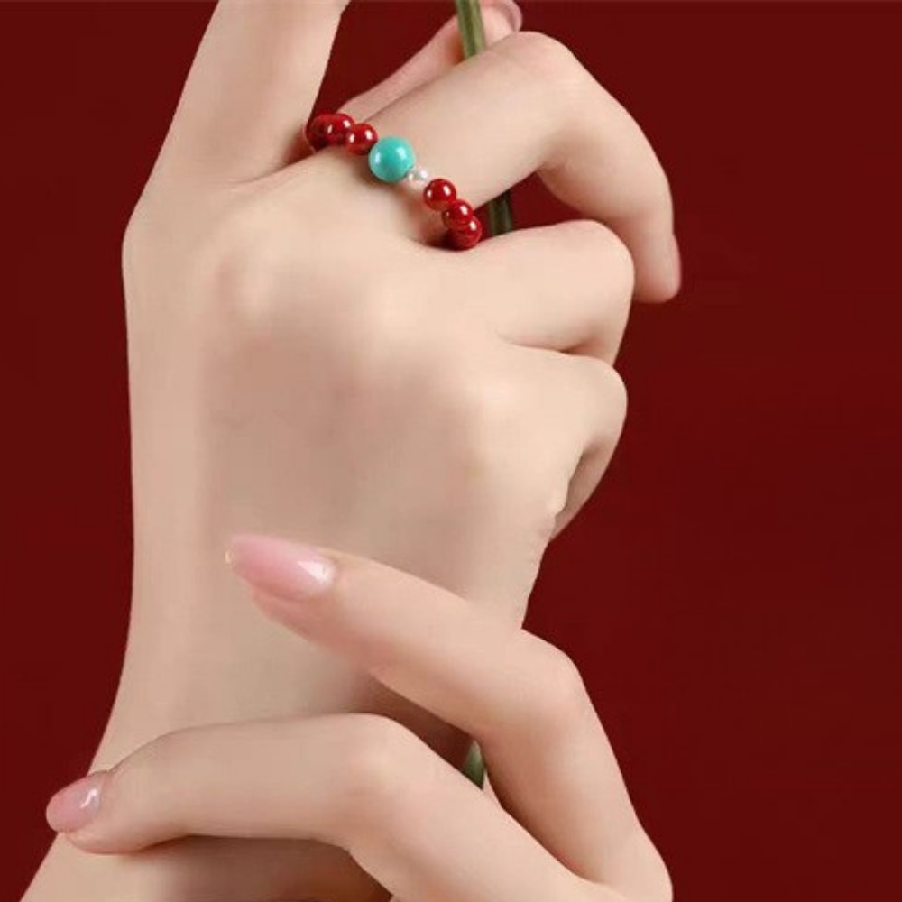 Turquoise Cinnabar Harmony Blessing Ring