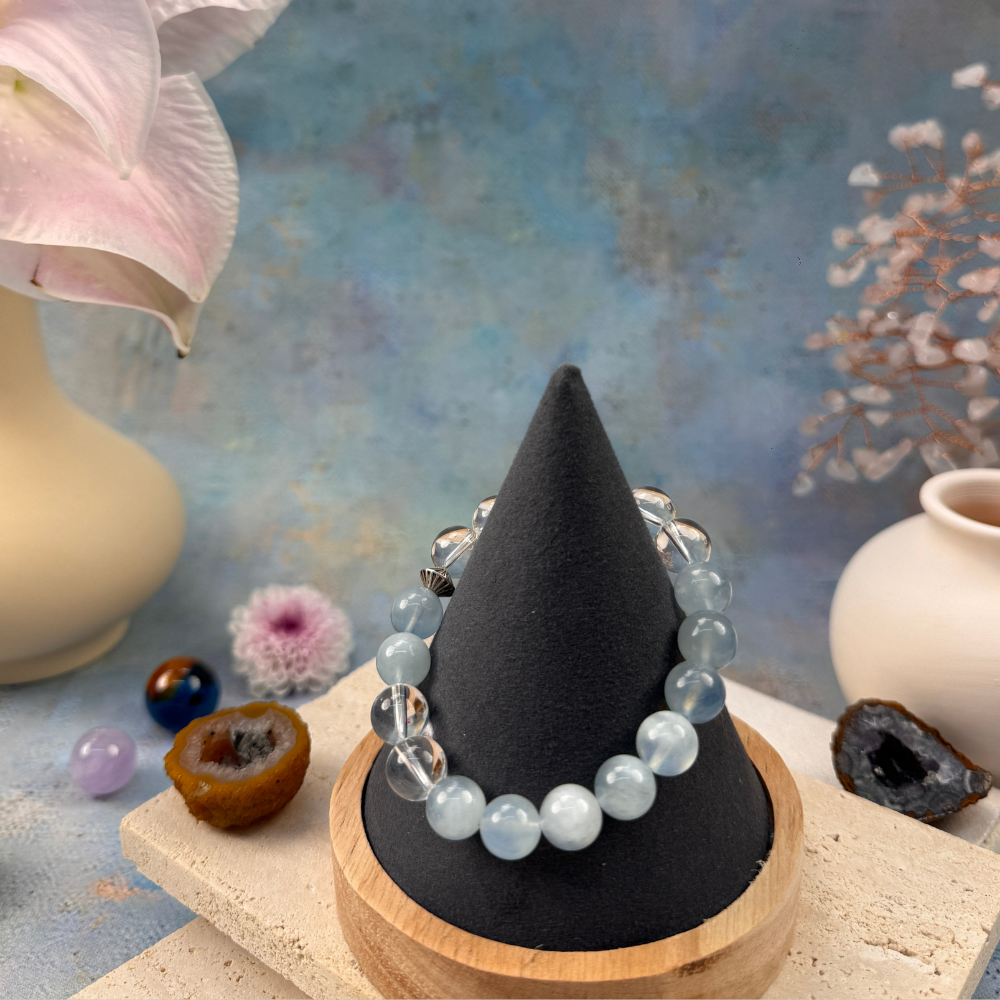 Aquamarine Clear Quartz Serenity Bracelet