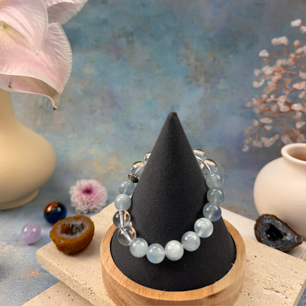 Aquamarine Clear Quartz Serenity Bracelet