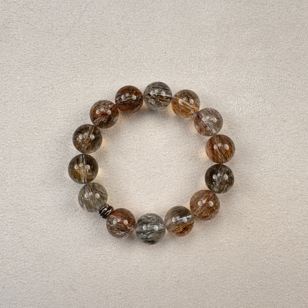Golden Rutilated Quartz Energy Wealth Protection Bracelet