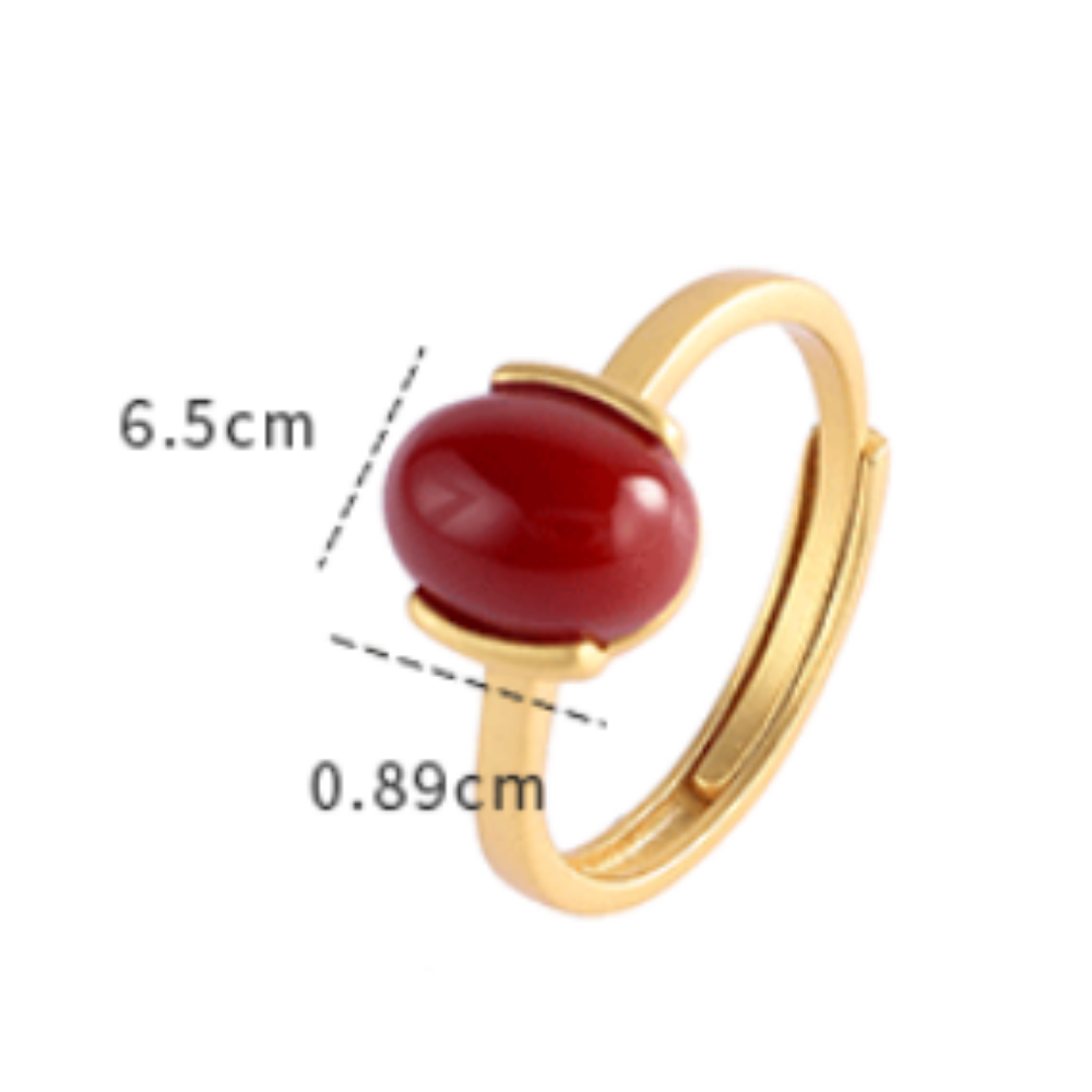 Red Agate Turquoise Gold Silver Protection Ring