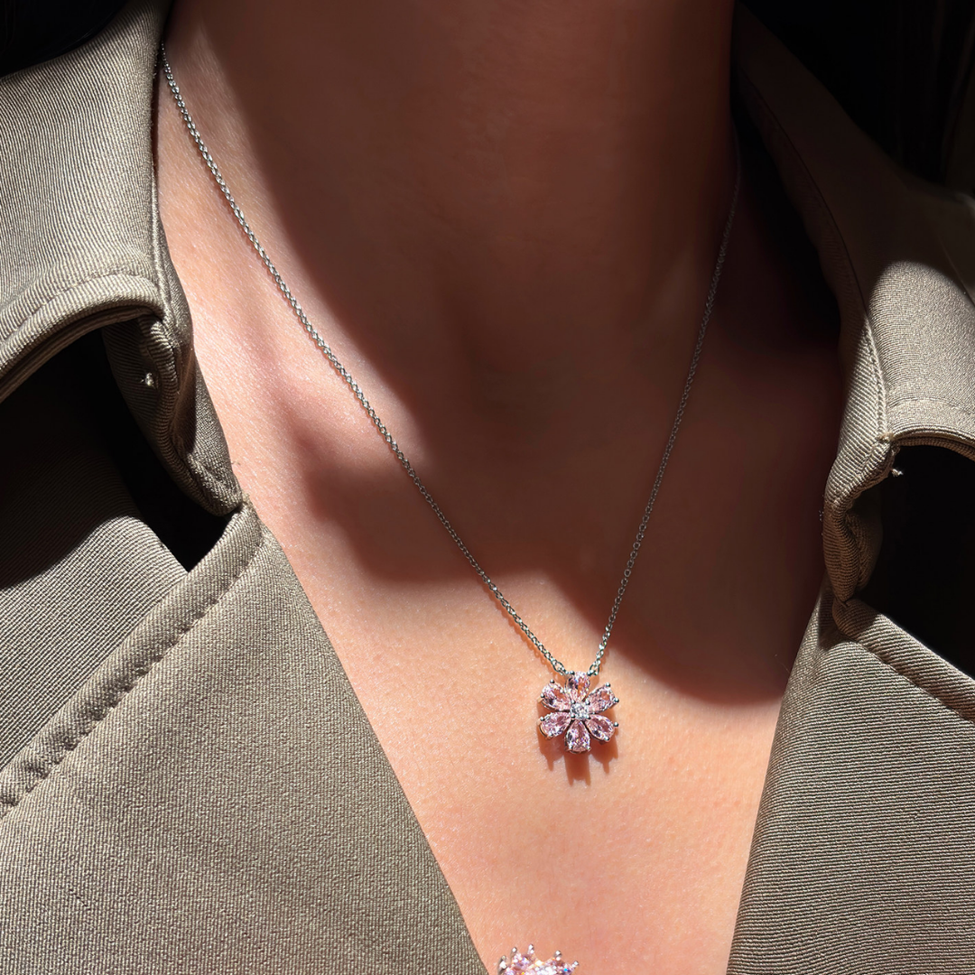 Floral Cluster Gemstone Pendant Necklace