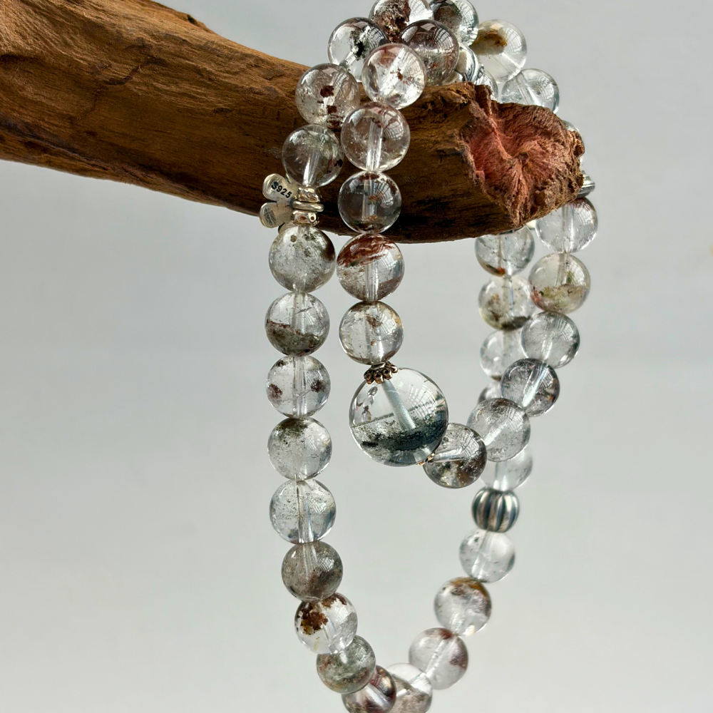 Green Phantom Quartz Silver Abundance Bracelet