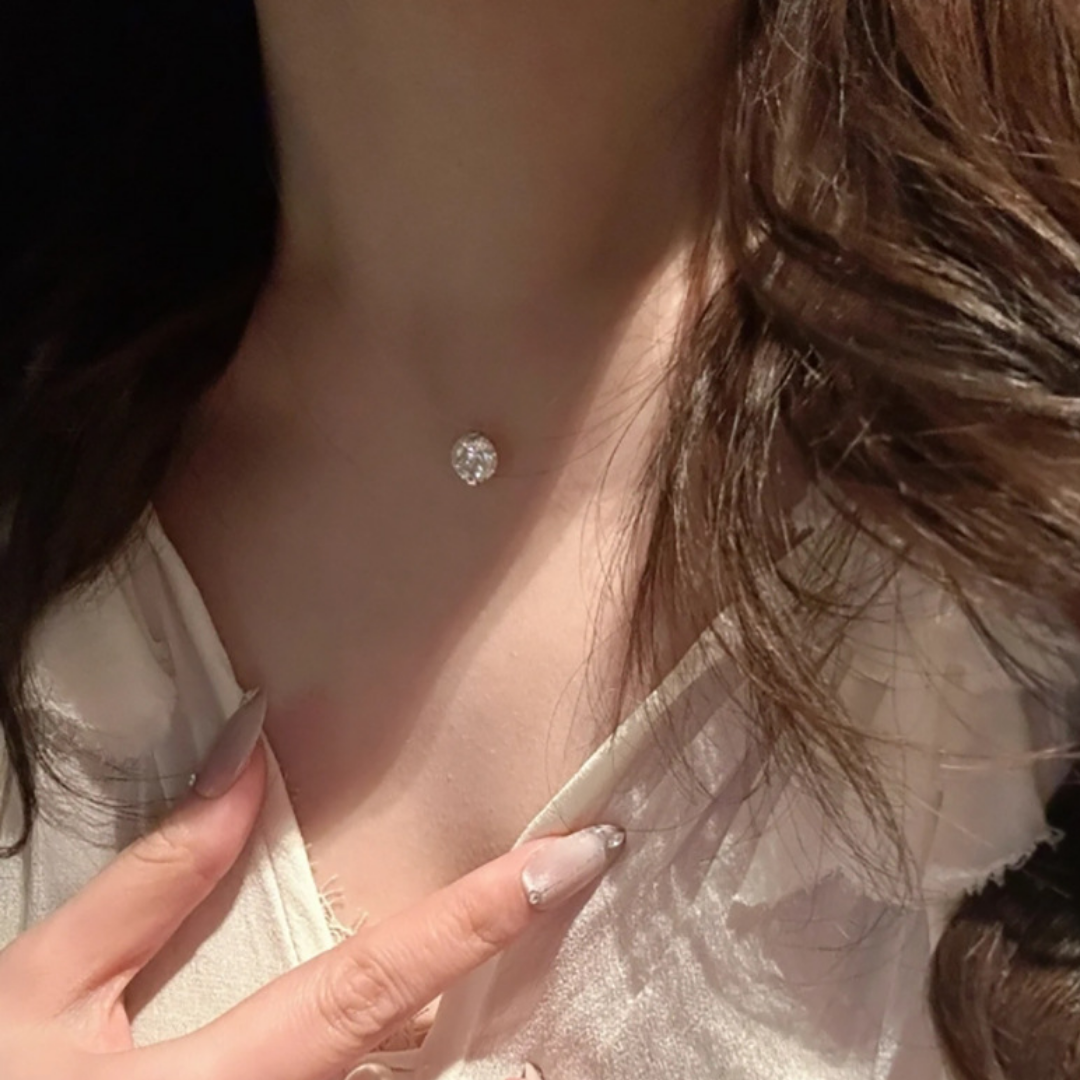 Mermaid’s Tear Moissanite 925 Silver Invisible Fishing Line Pendant Necklace