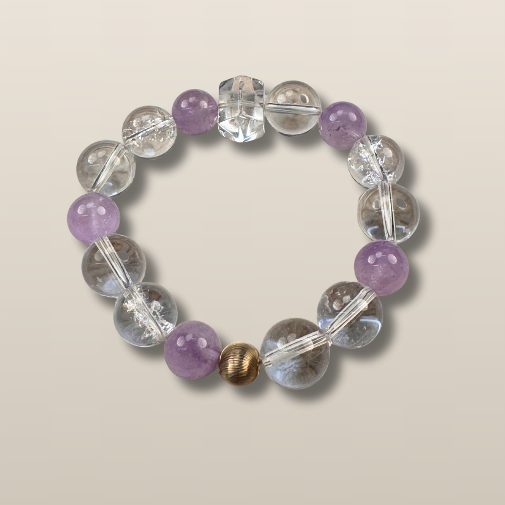 Amethyst Clear Quartz Focus Protection Bracelet