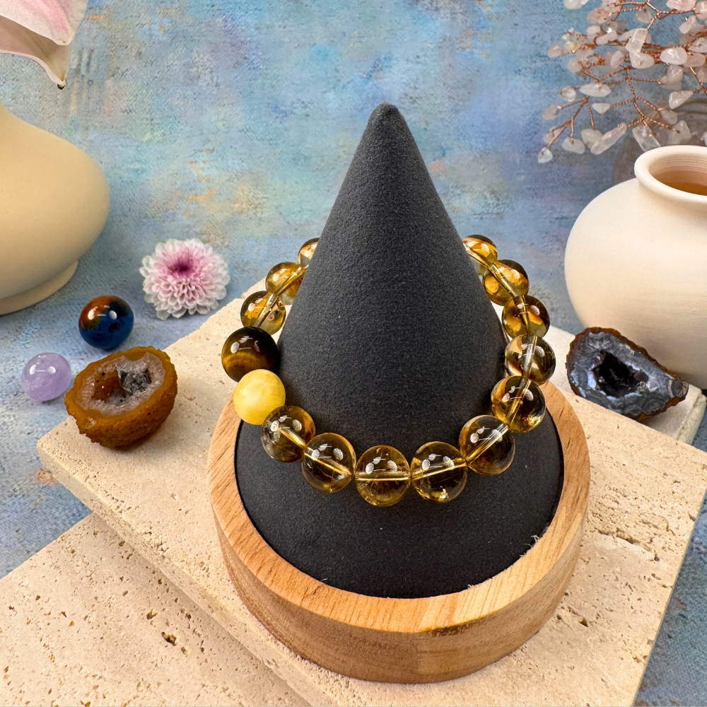 Golden Rutilated Quartz Tiger Eye Abundance Bracelet