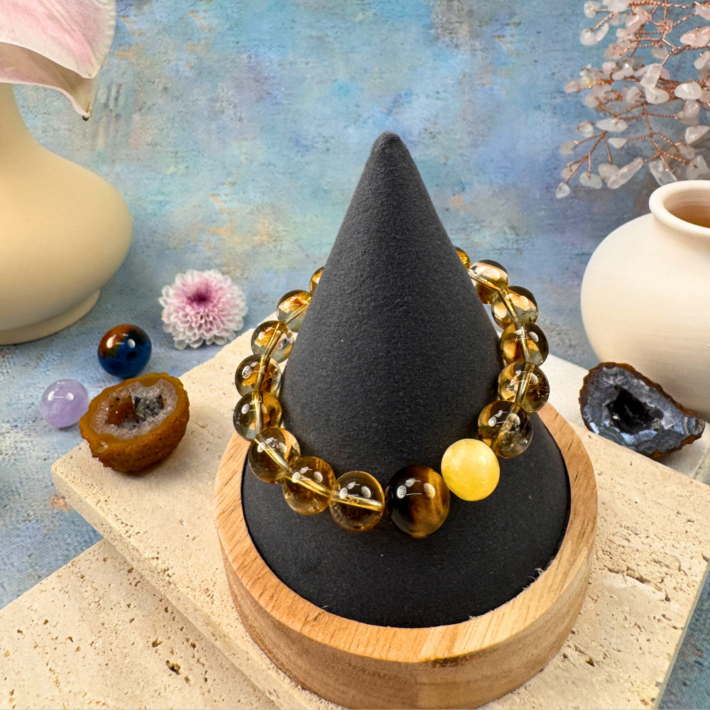 Golden Rutilated Quartz Tiger Eye Abundance Bracelet