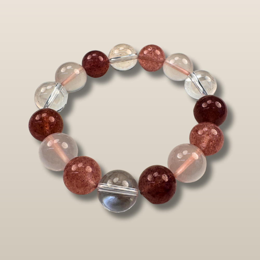 Strawberry Quartz Clear Quartz Rose Quartz Love Vitality Bracelet