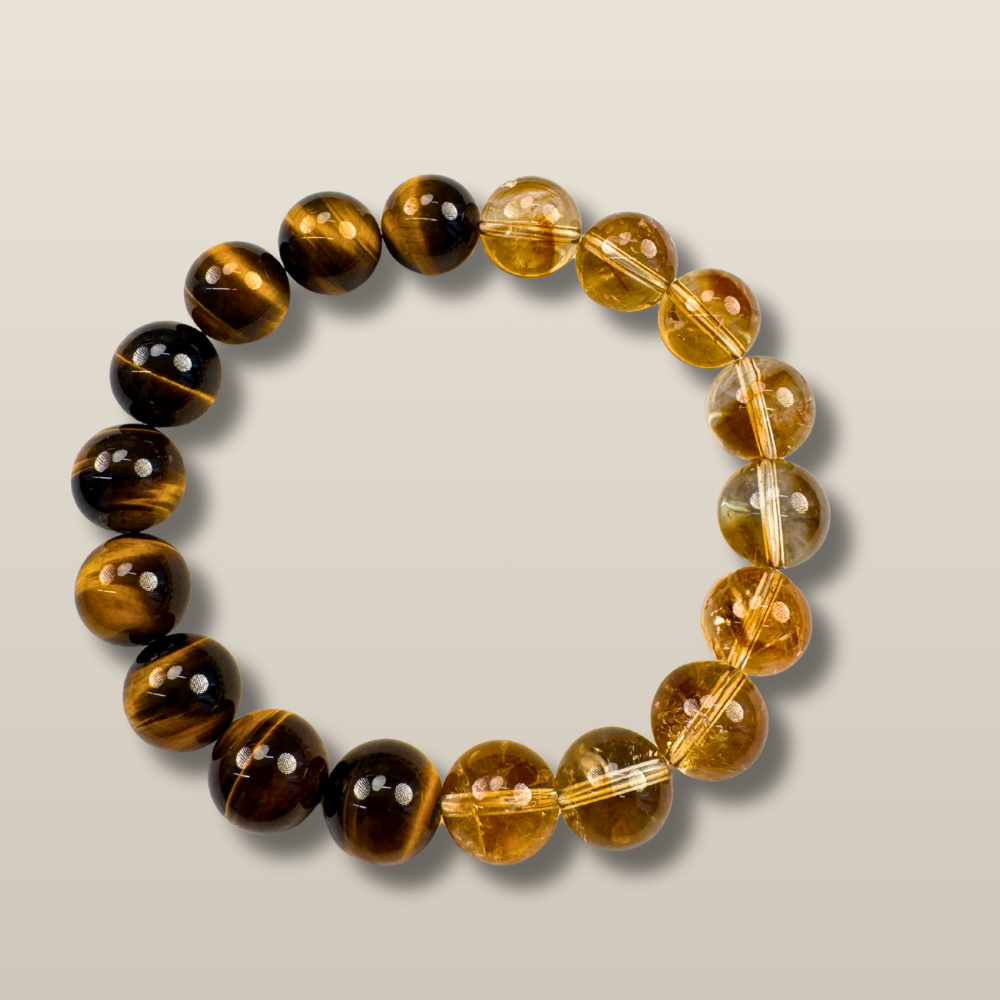 Tiger Eye Citrine Strength Wealth Confidence Bracelet
