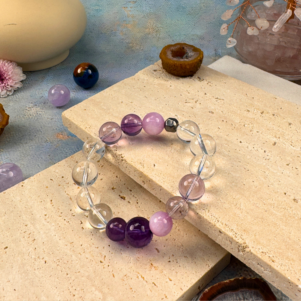 Amethyst Rose Quartz Clarity Love Bracelet