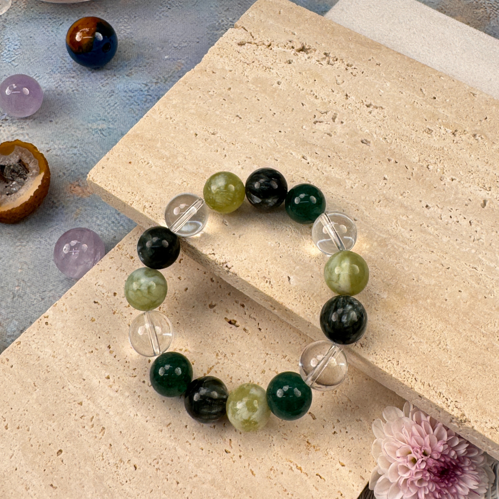Green Jade Moss Agate Abundance Bracelet