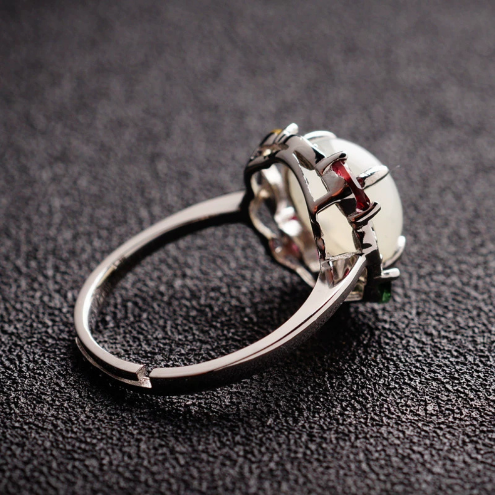 Hetian Jade Silver Prosperity Harmony Ring