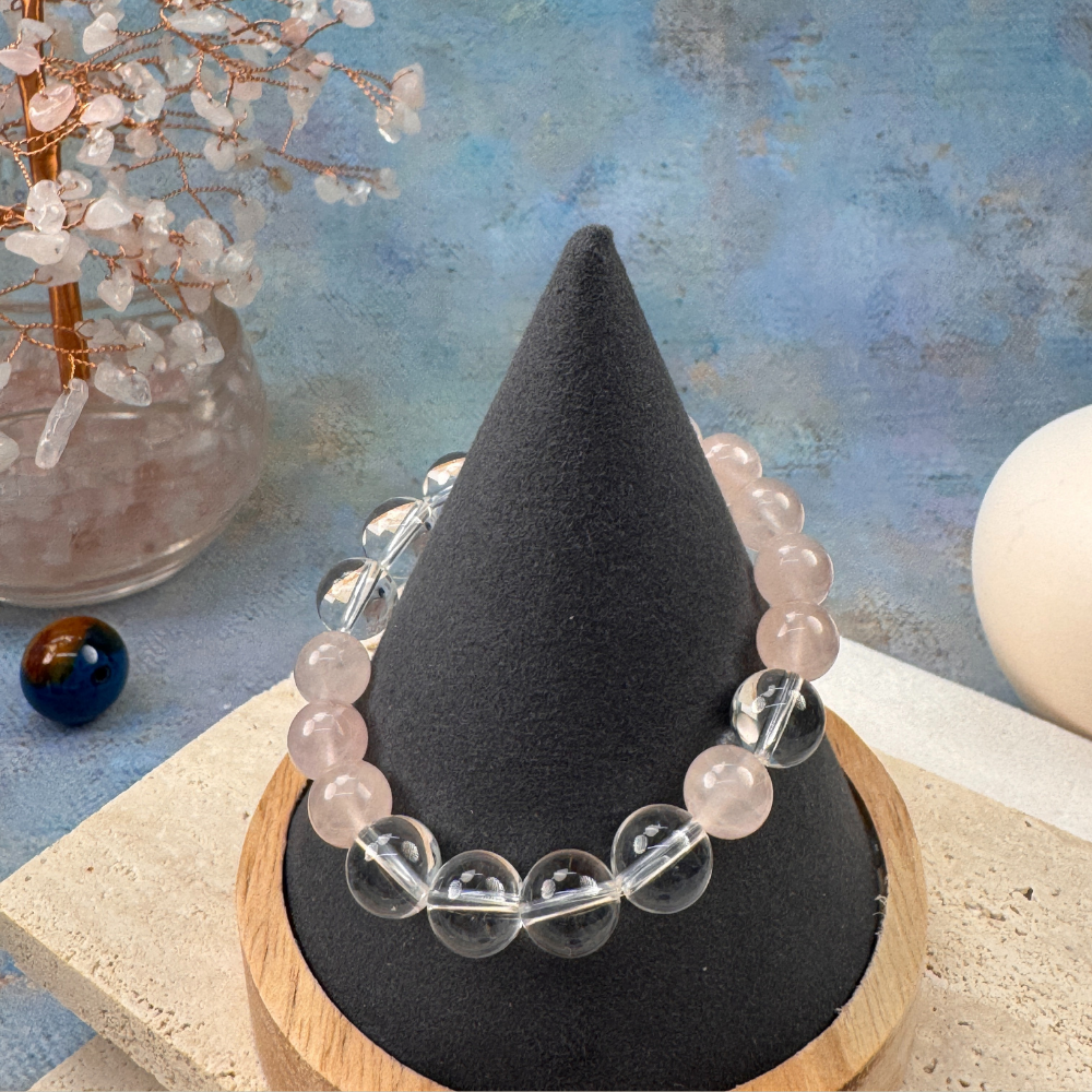 Rose Quartz Clear Quartz Love Healing Balance Bracelet