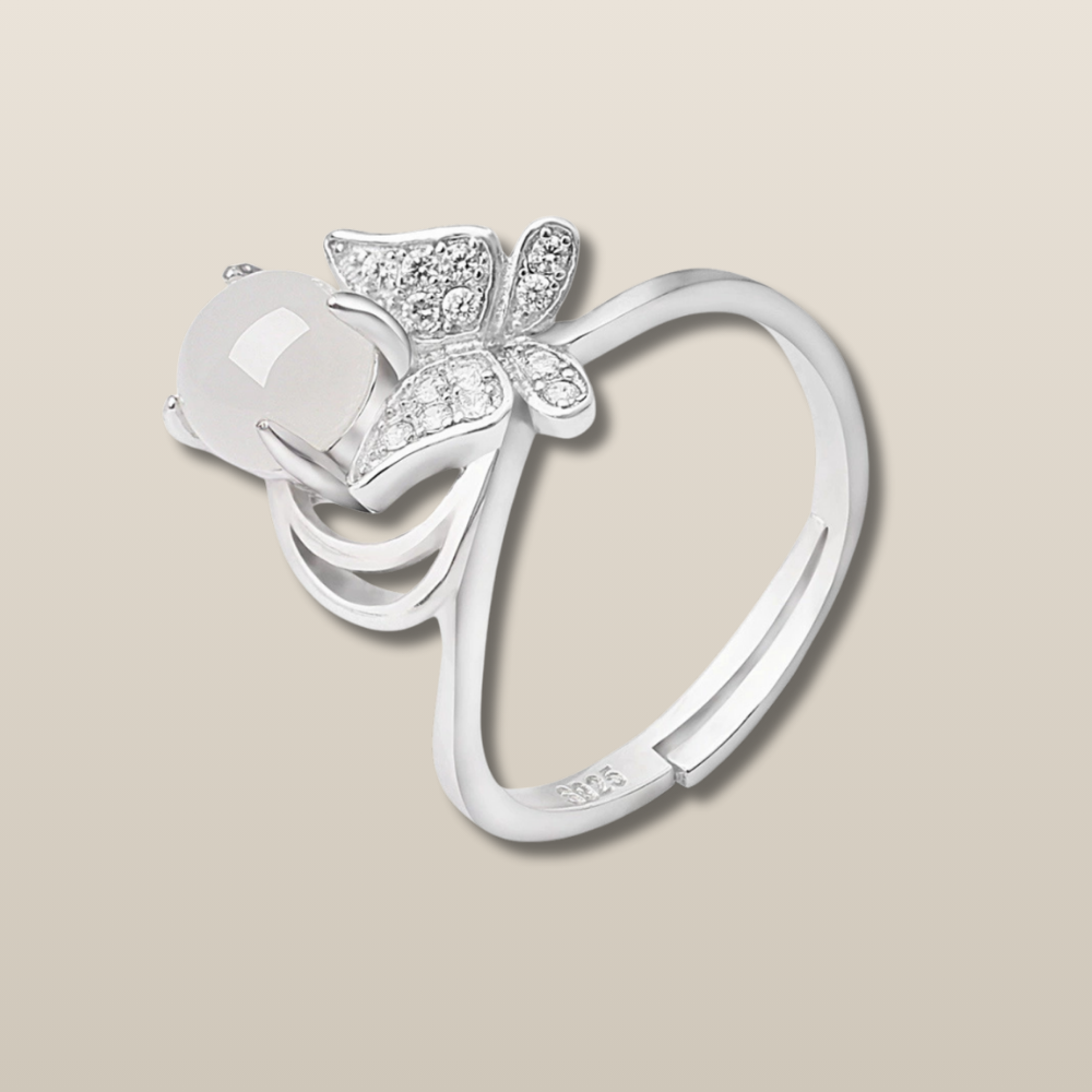 Jade Clear Quartz Serenity Butterfly Ring