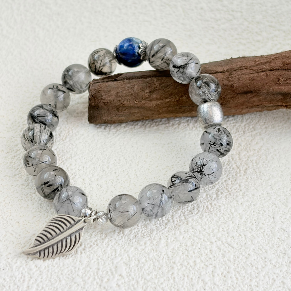 Black Rutilated Quartz Kyanite Clarity Bracelet