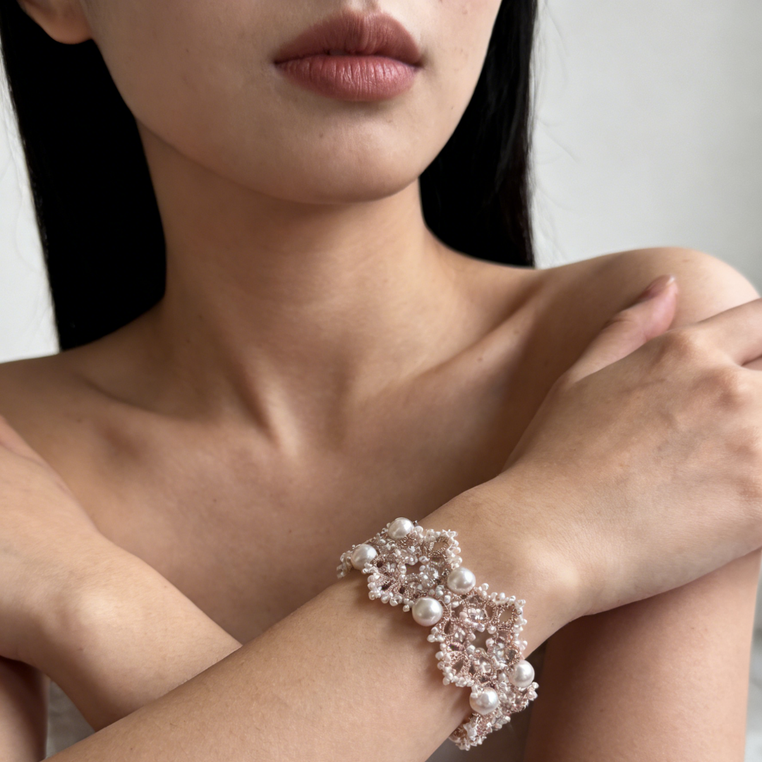Handwoven Pearl Lace Delicate Beaded Bracelet