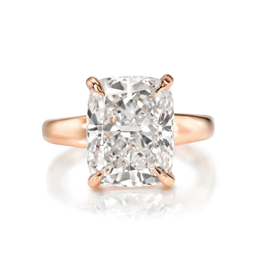 Cushion Cut Solitaire Crystal Ring Gold Rose Gold Silver