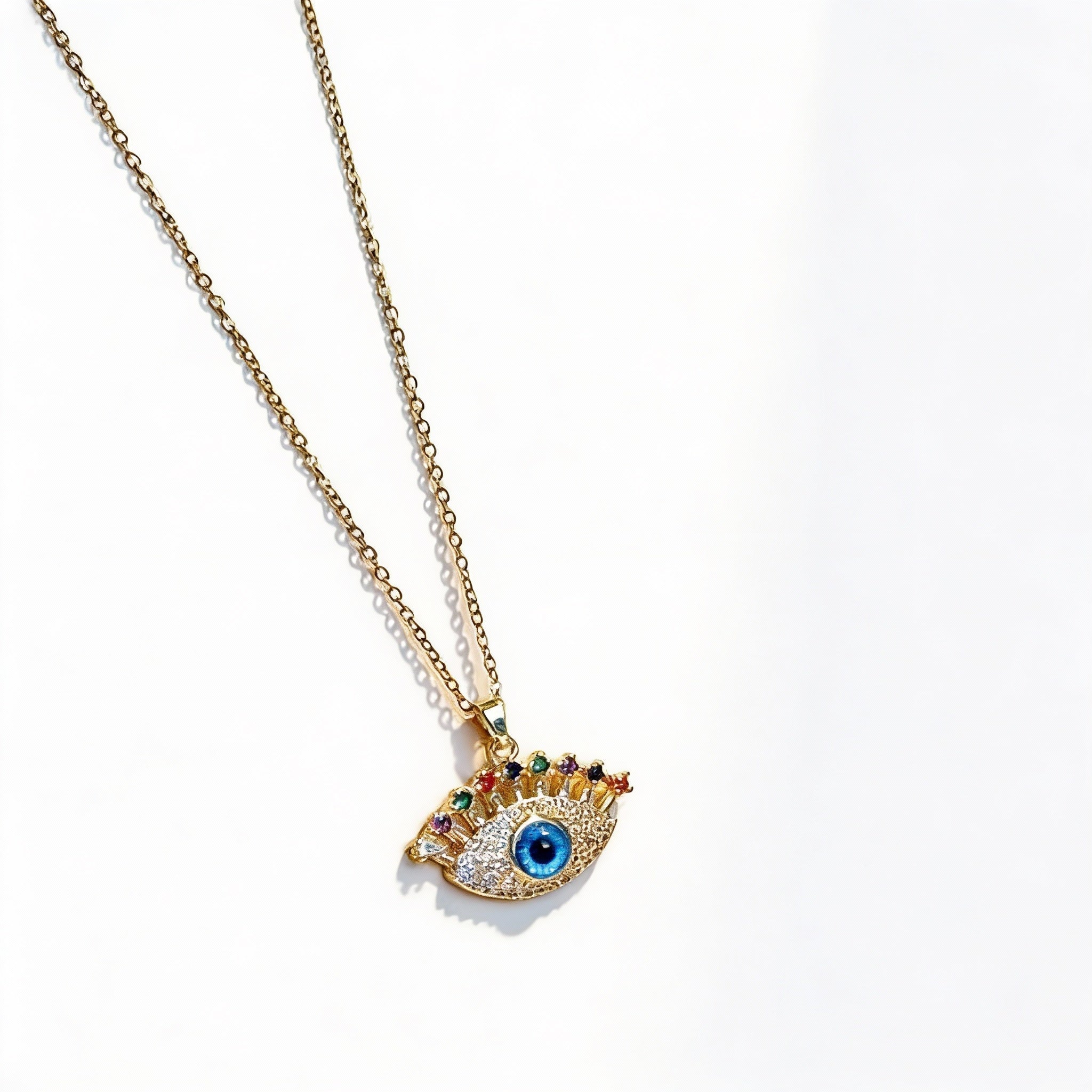Blue Evil Eye Multi-Gem Protection Necklace