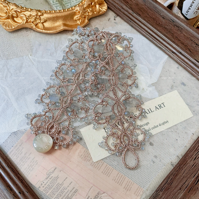 Handcrafted Labradorite Tatting Bracelet | Bespoke Celestial Jewelry for Her