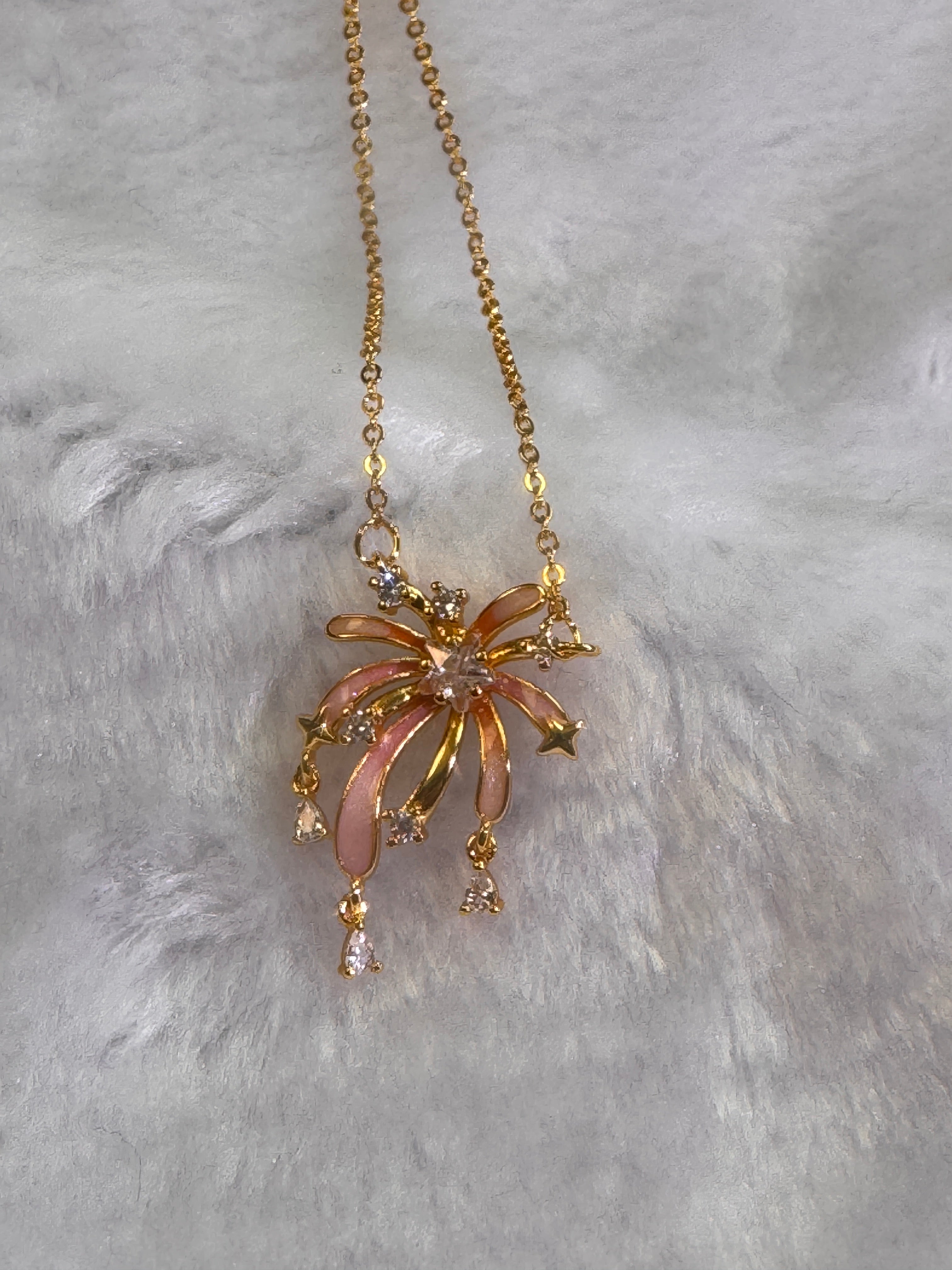 Fireworks Fluorescent Enamel Pendant Necklace