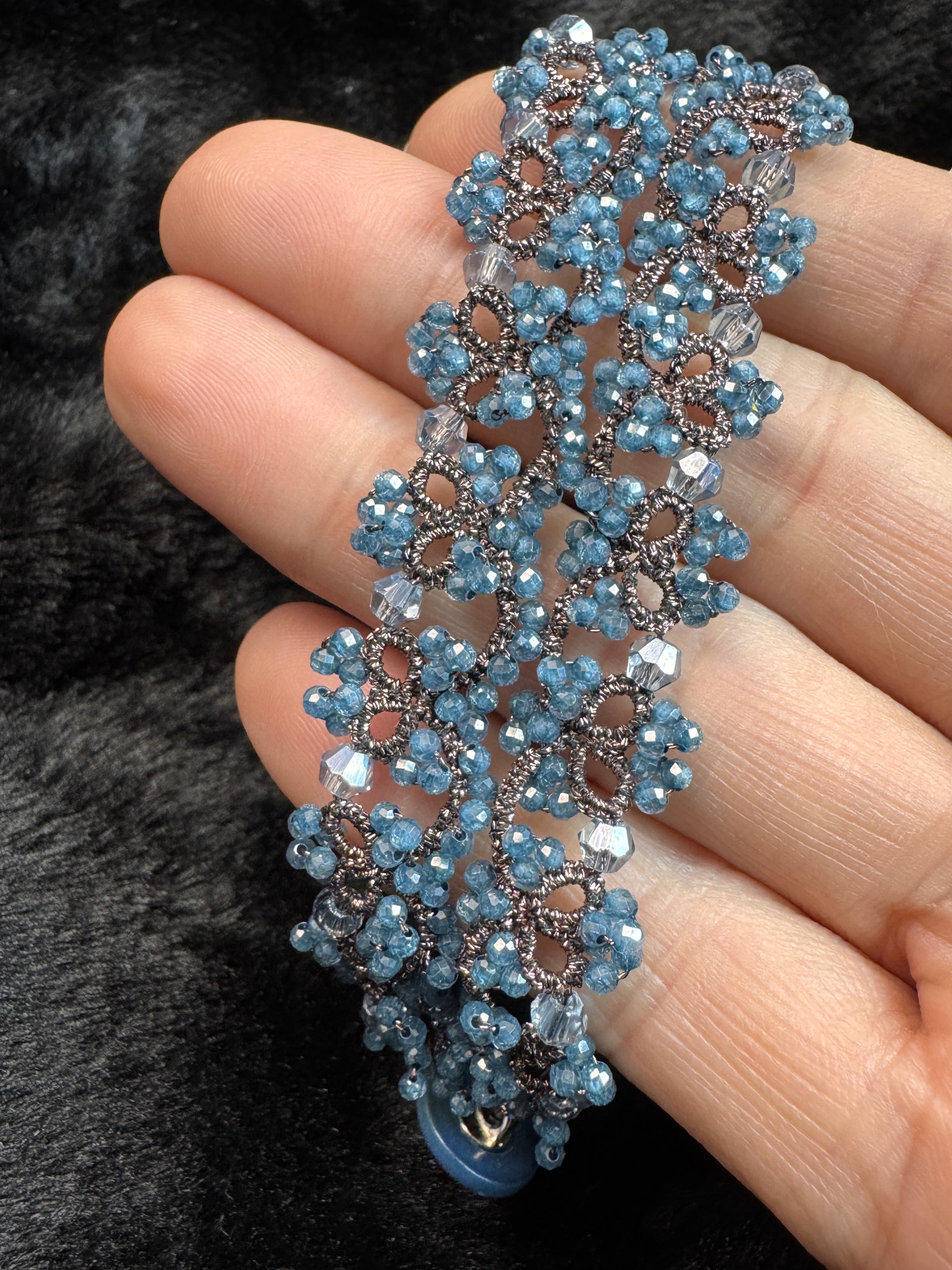 Handwoven Blue Chalcedony Lace Bracelet