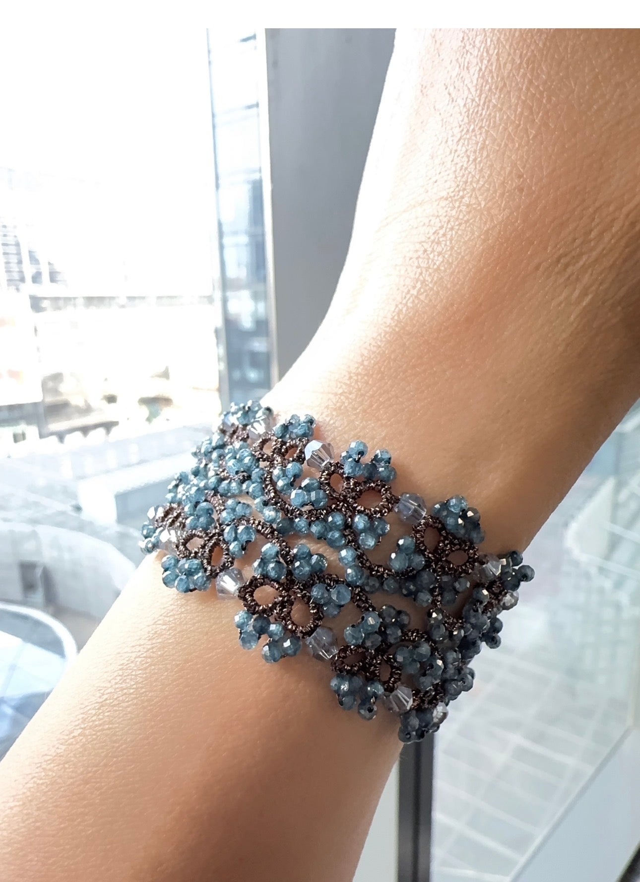 Handwoven Blue Chalcedony Lace Bracelet