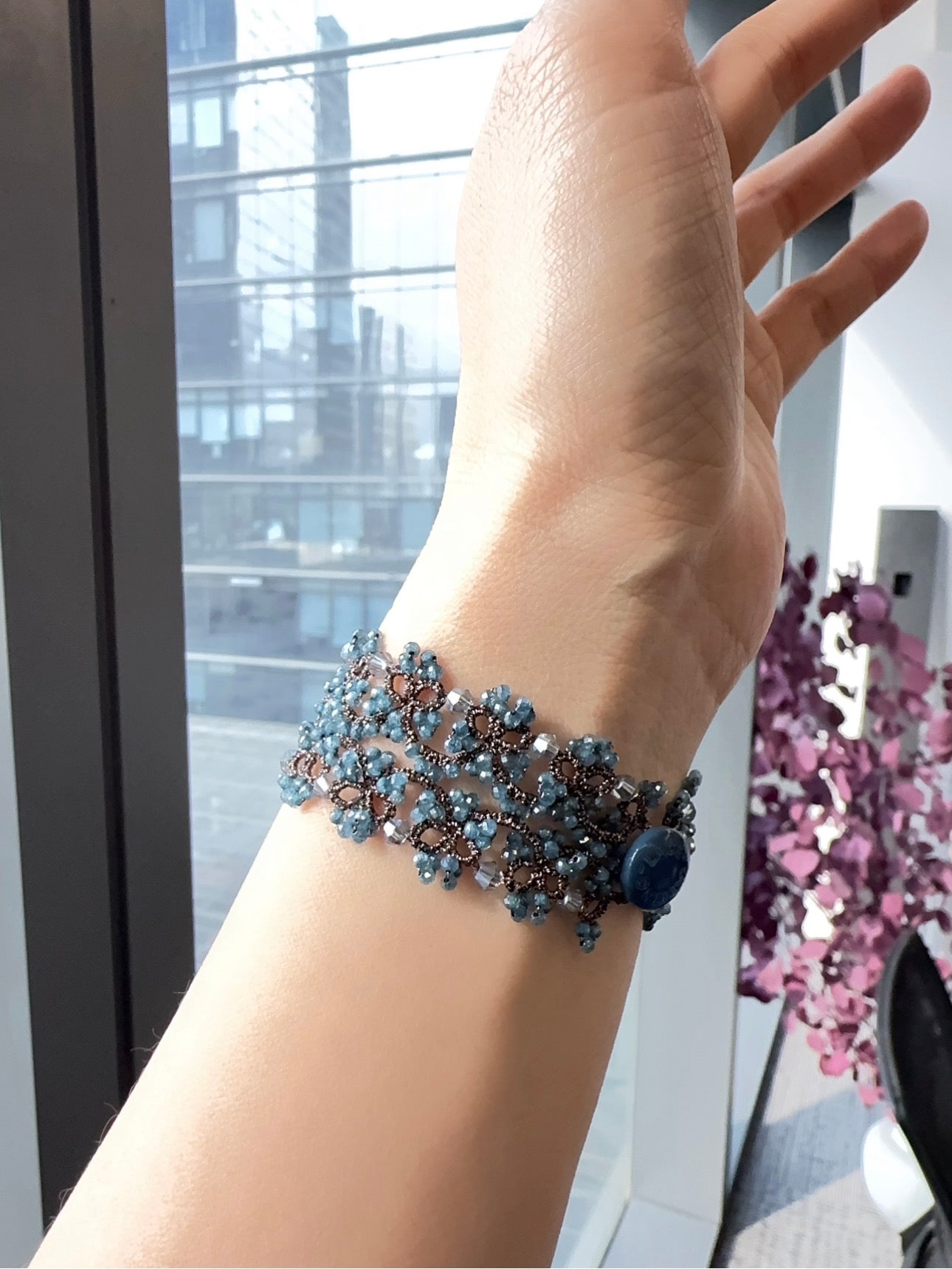 Handwoven Blue Chalcedony Lace Bracelet