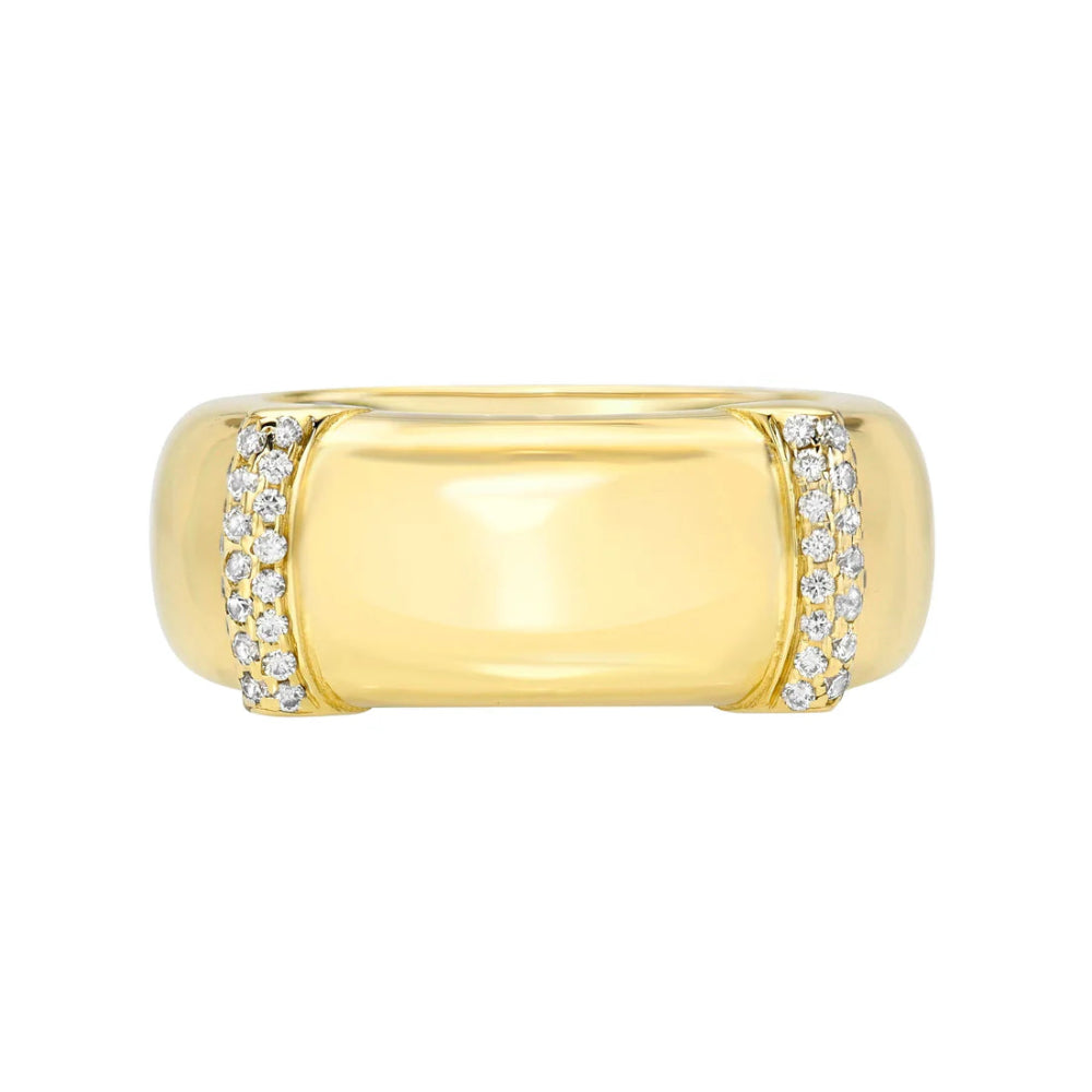 Gold Wide Band Crystal Inlay Adjustable Ring
