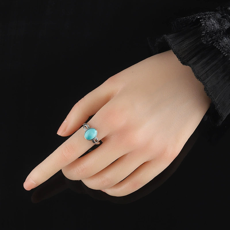 Turquoise Silver Healing Protection Ring