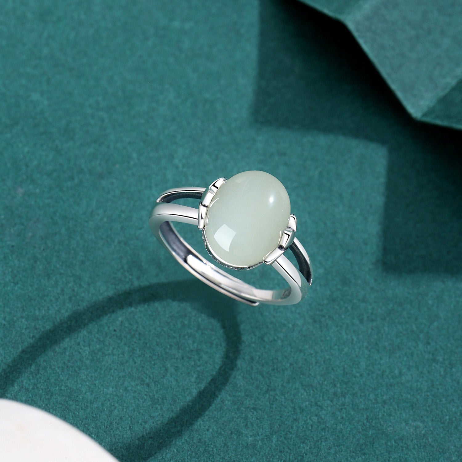 Hetian Jade Red Agate Silver Protection Ring