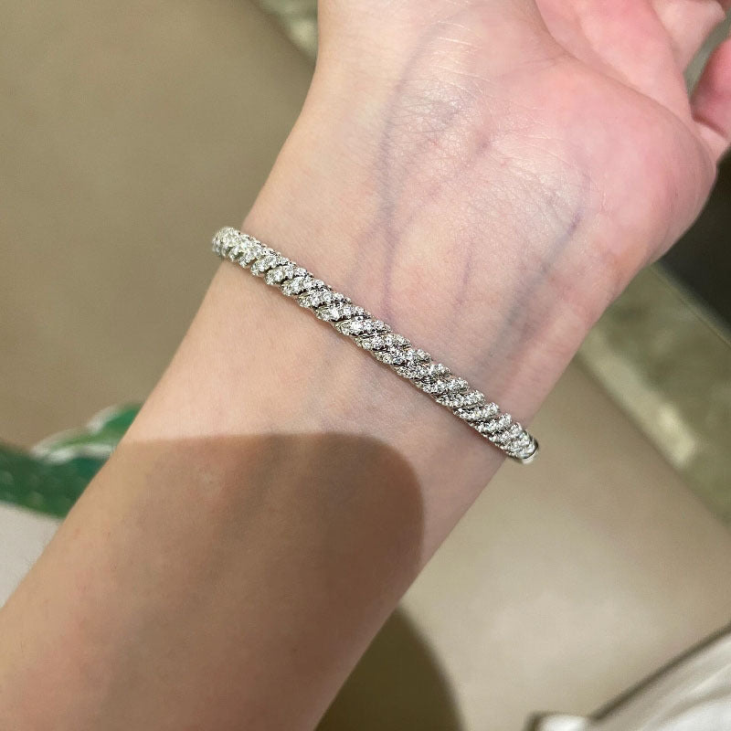 Pavé Chain Link Artificial Diamond Bangle Bracelet