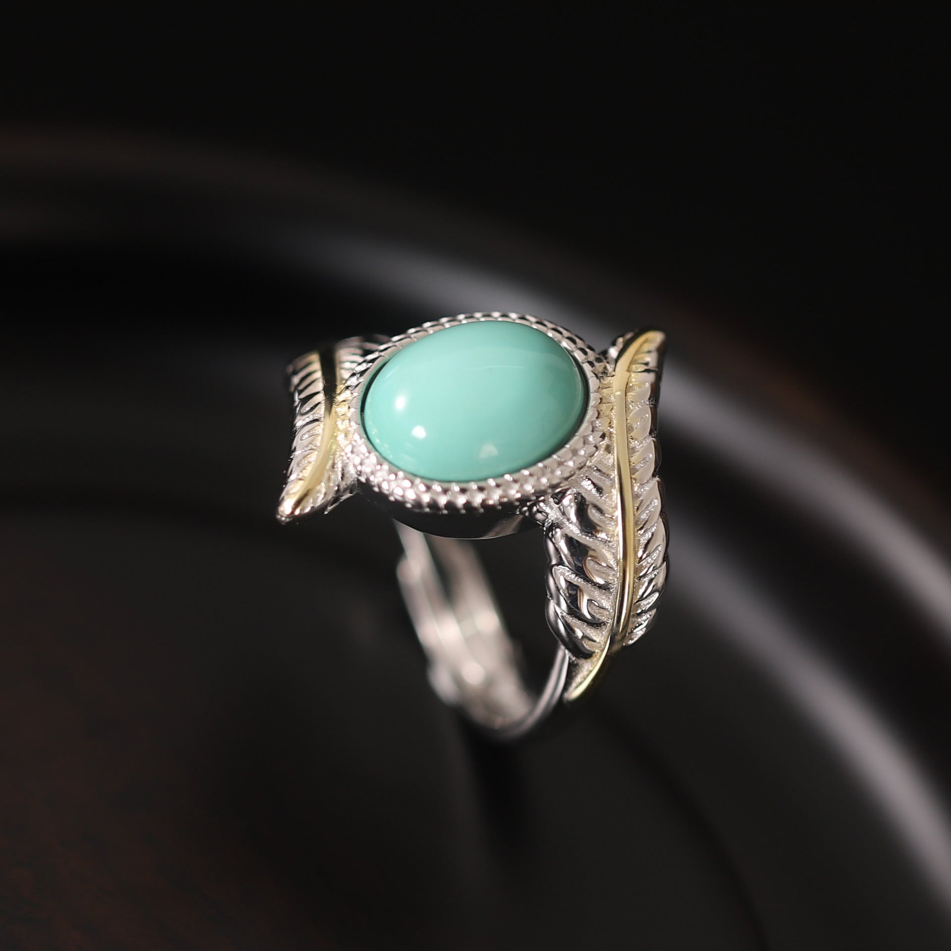 Turquoise Silver Angel Protection Healing Ring