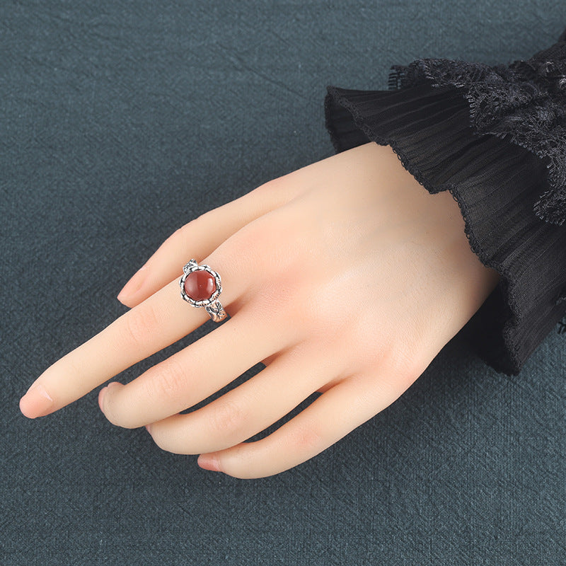 Jade Agate Turquoise Silver Protection Ring