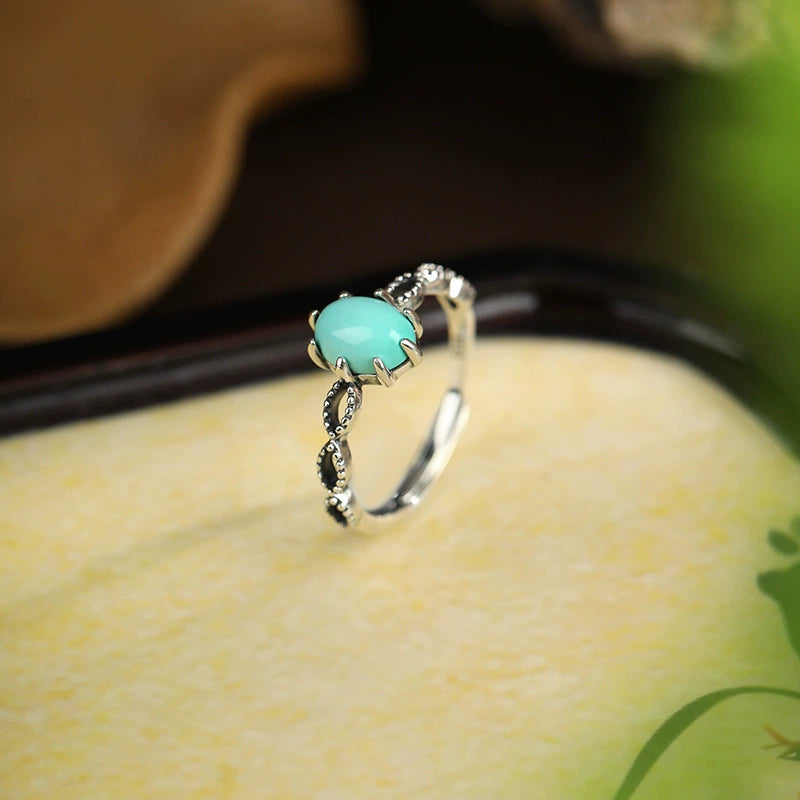 Red Agate Hetian Jade Silver Protection Ring