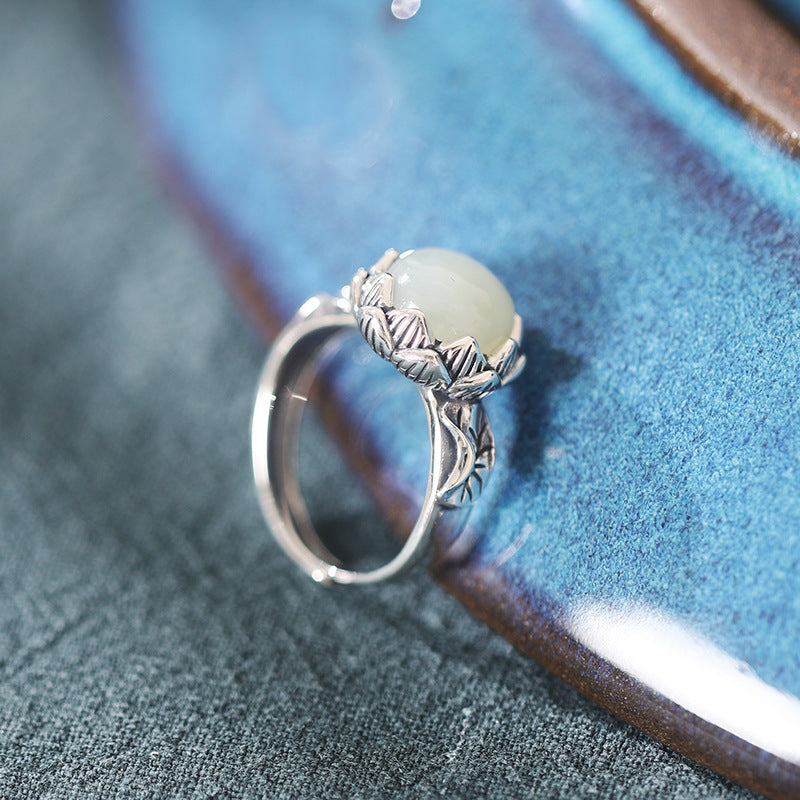 Jade Agate Turquoise Silver Protection Ring