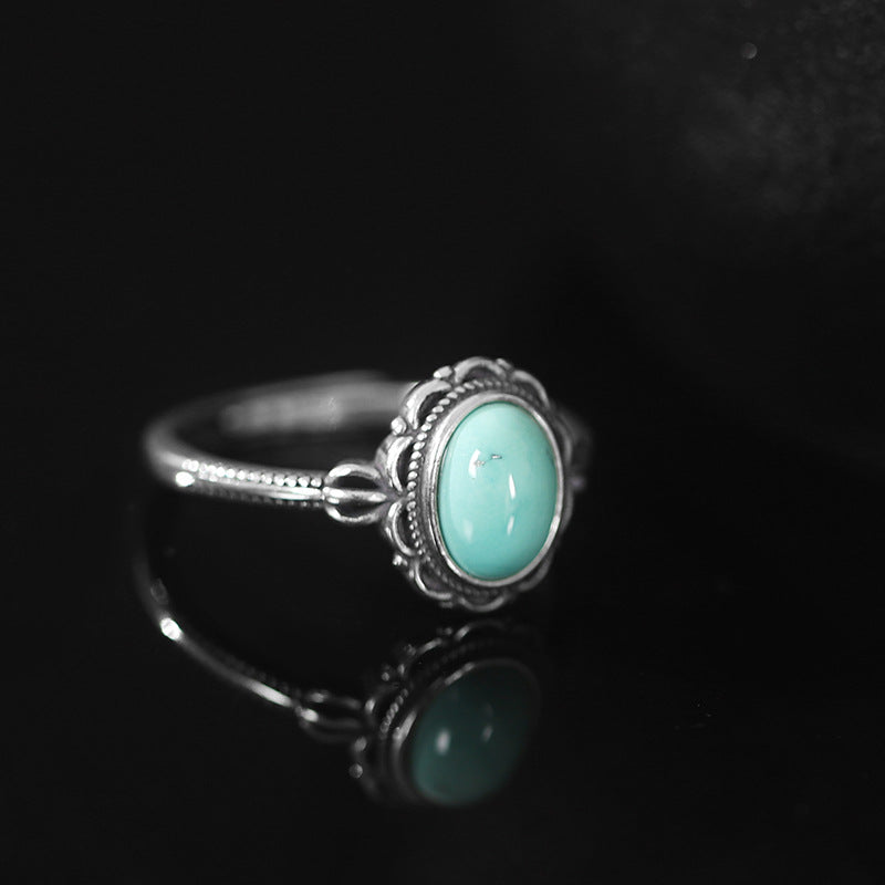 Turquoise Lotus Silver Spiritual Protection Ring