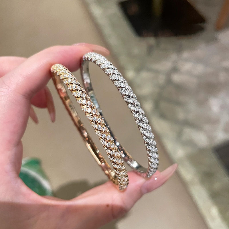 Pavé Chain Link Artificial Diamond Bangle Bracelet