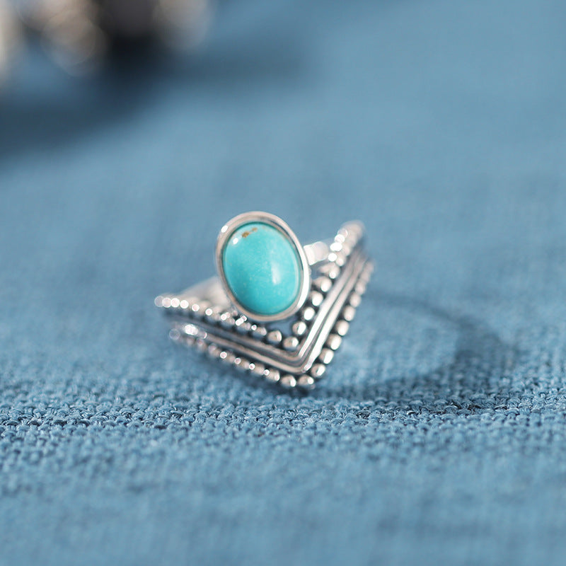 Red Agate Turquoise Prosperity Protection Ring