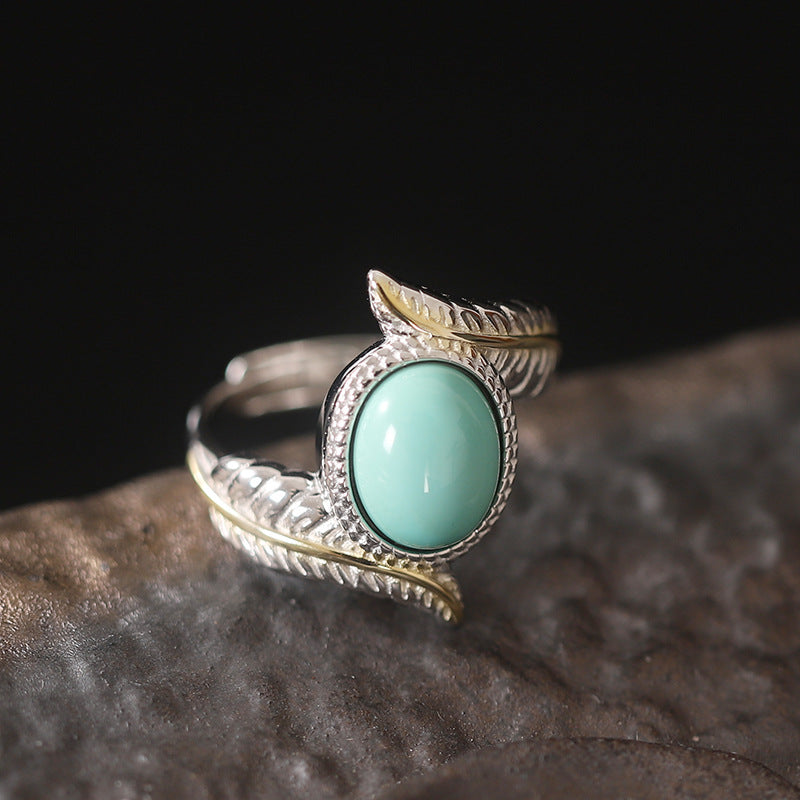 Turquoise Silver Angel Protection Healing Ring