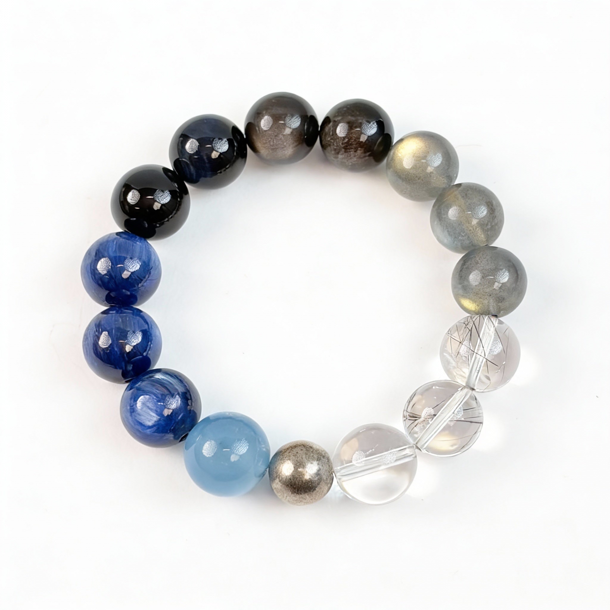 Aquamarine Labradorite Obsidian Balance Bracelet