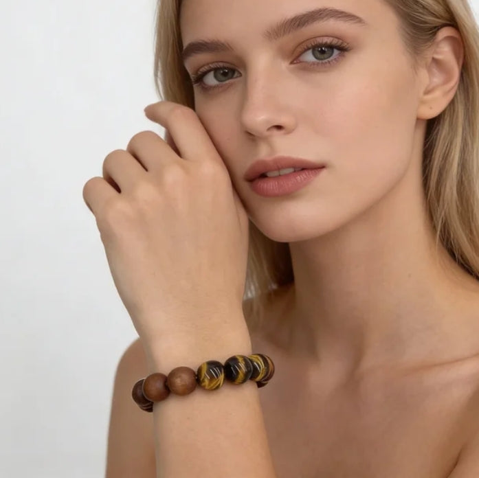 Tiger’s Eye Sandalwood Strength Balance Bracelet