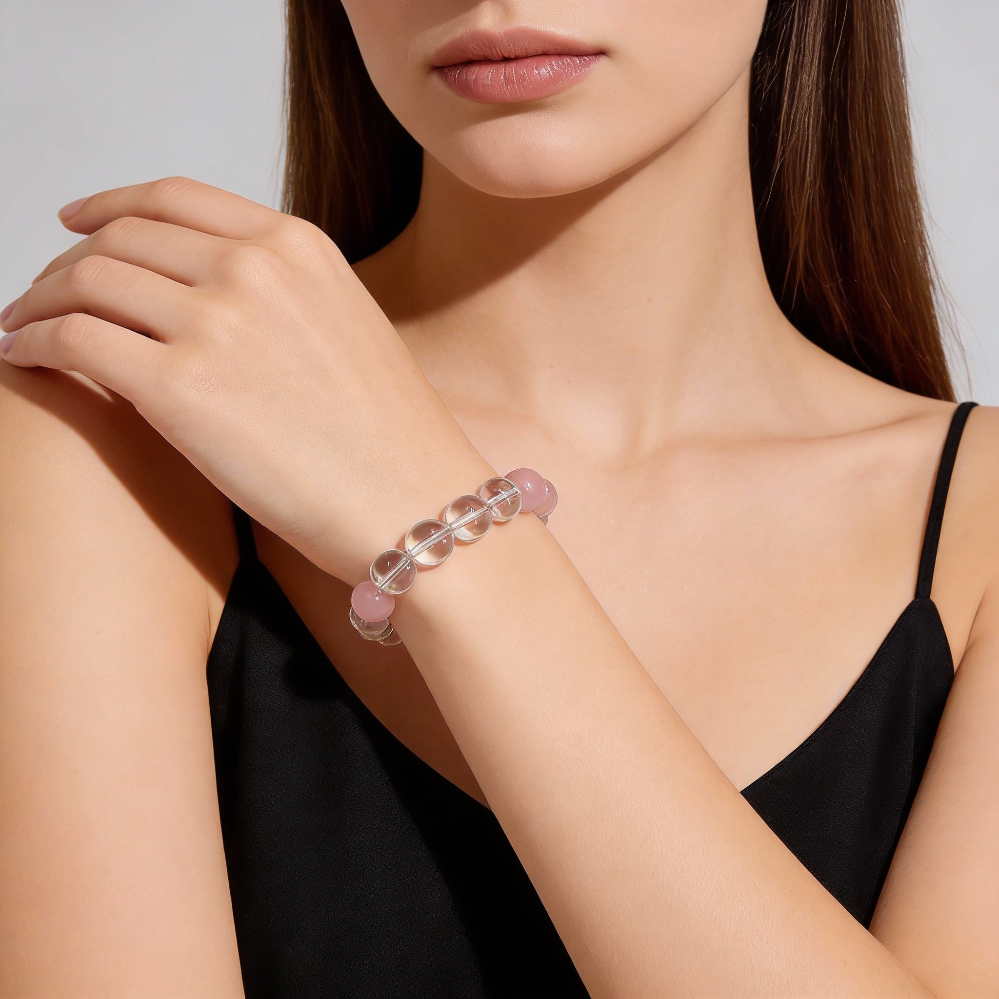 Rose Quartz Clear Quartz Love Healing Balance Bracelet