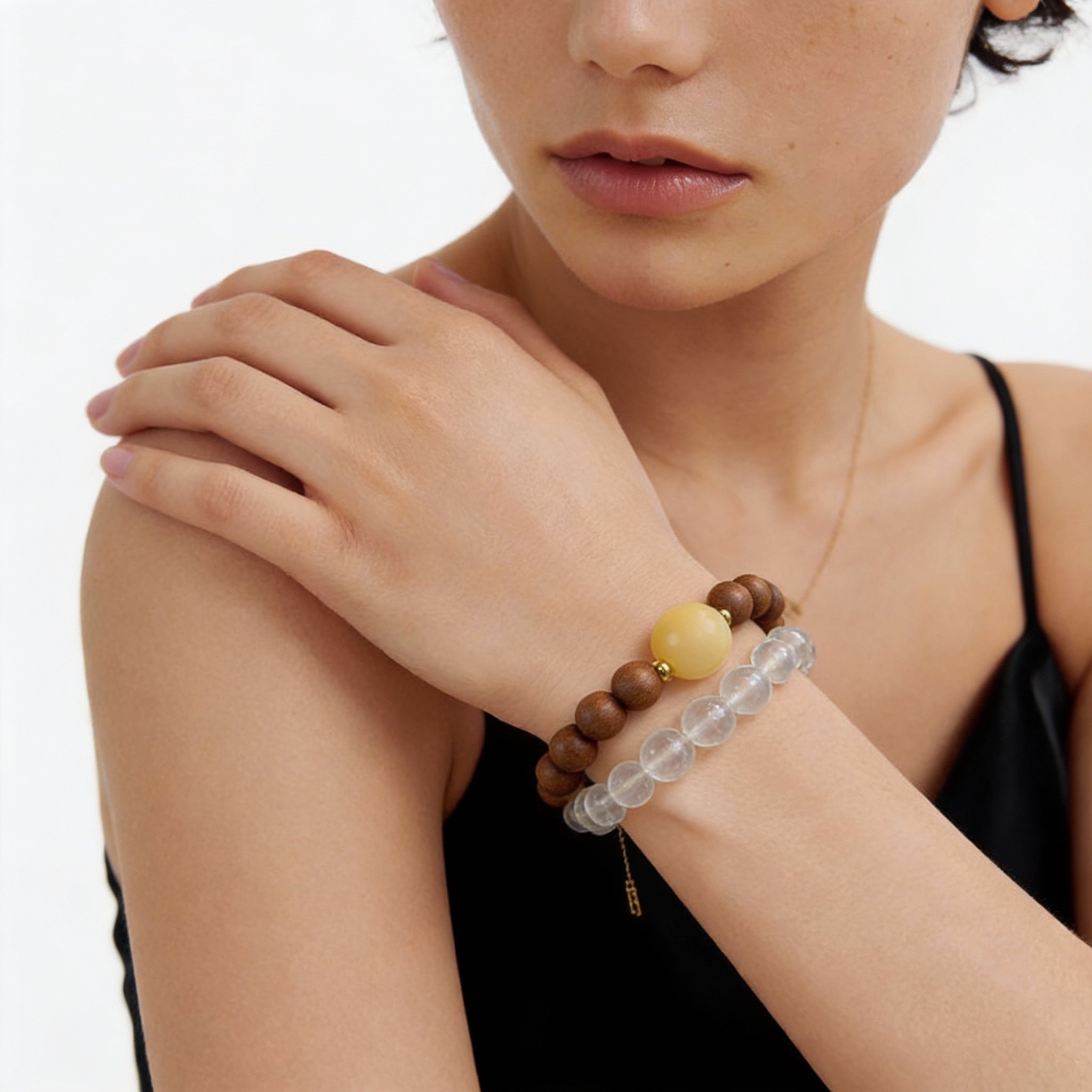 Yellow Chalcedony Clear Quartz Harmony Bracelet