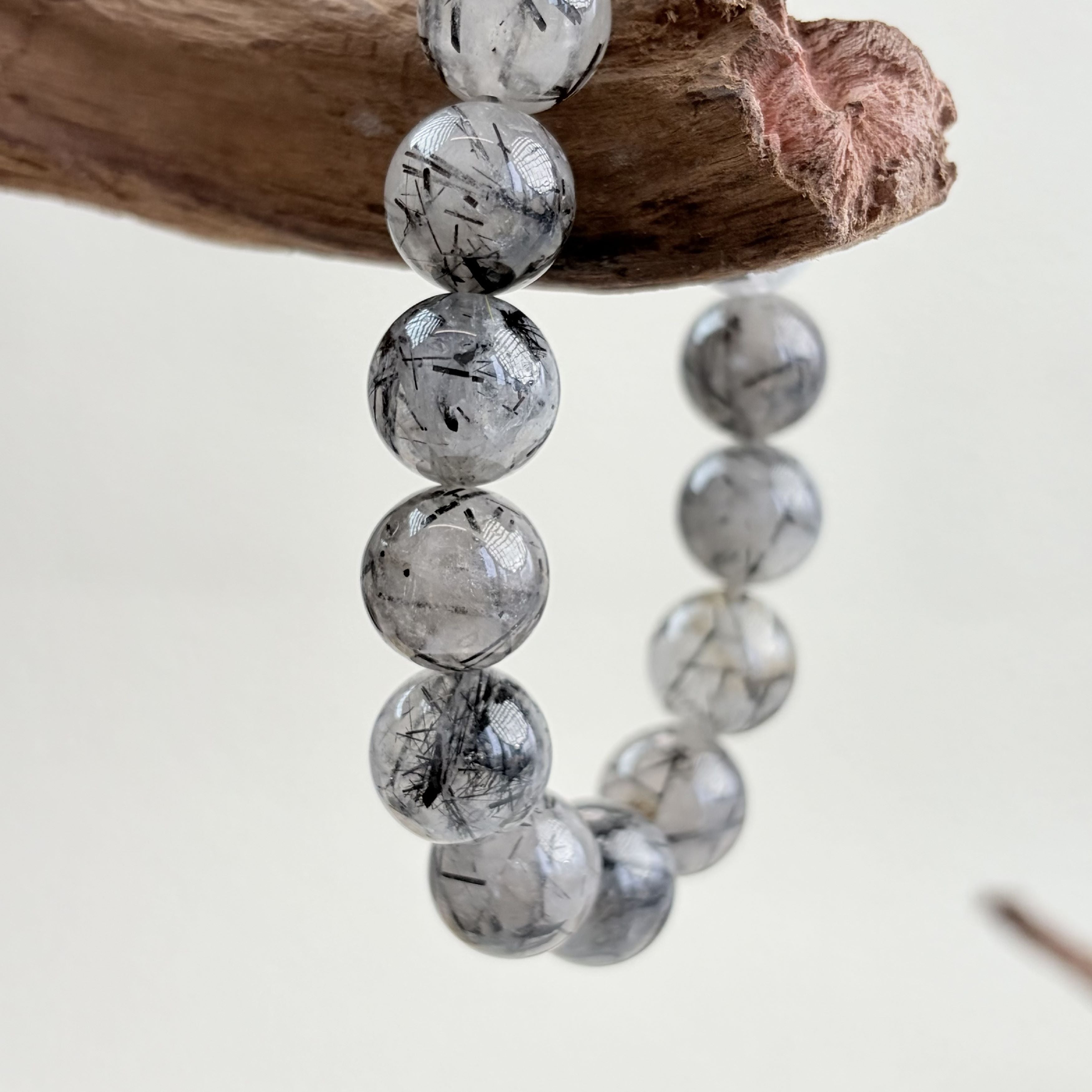 Black Rutilated Quartz Silver Protection Bracelet