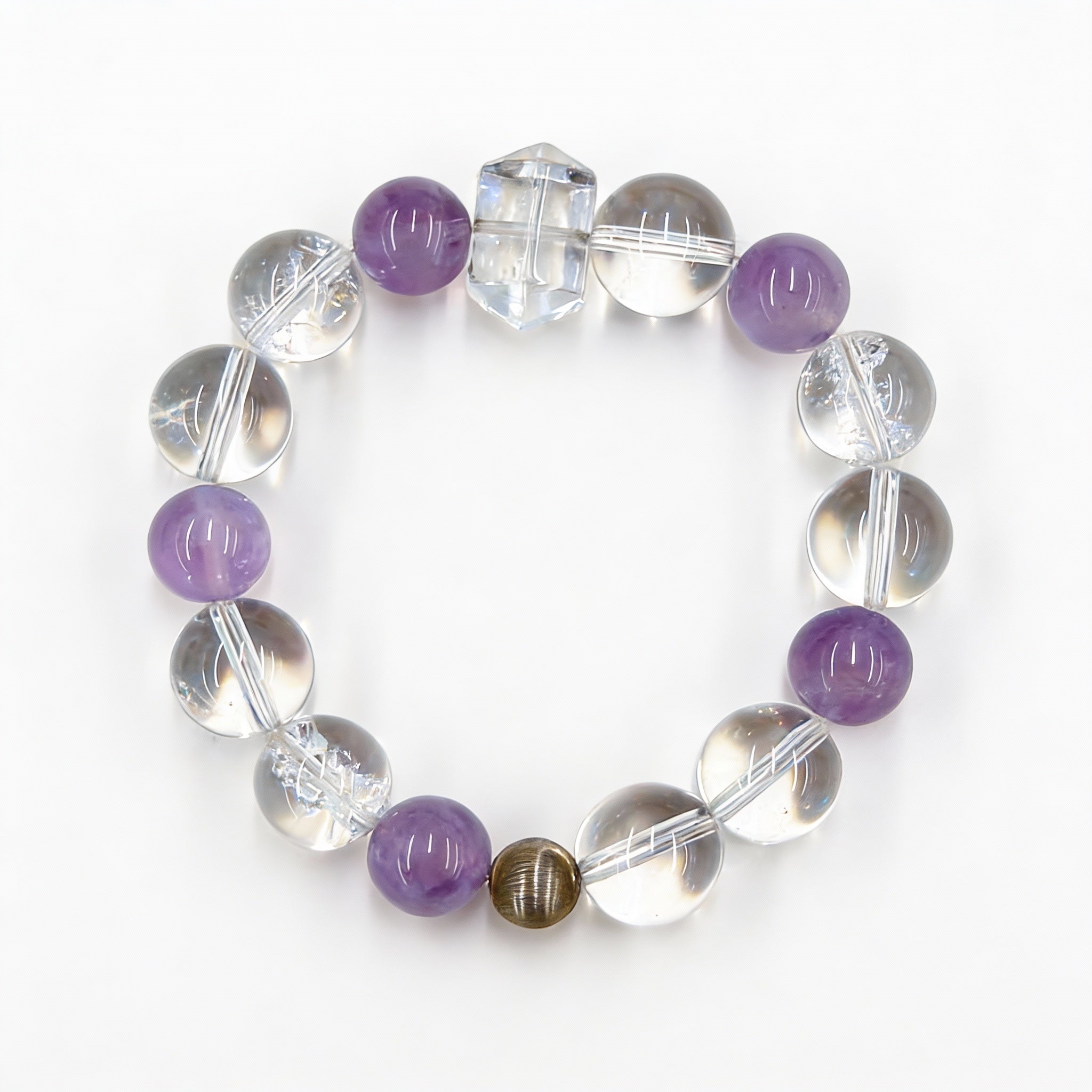 Amethyst Clear Quartz Focus Protection Bracelet