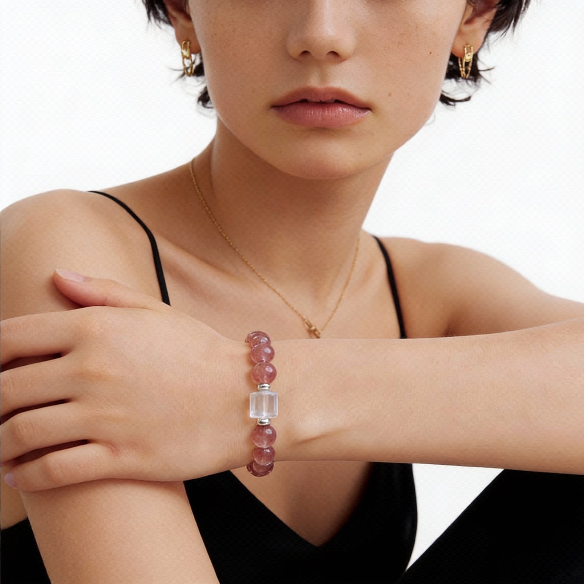 Strawberry Quartz Clear Quartz Harmony Bracelet