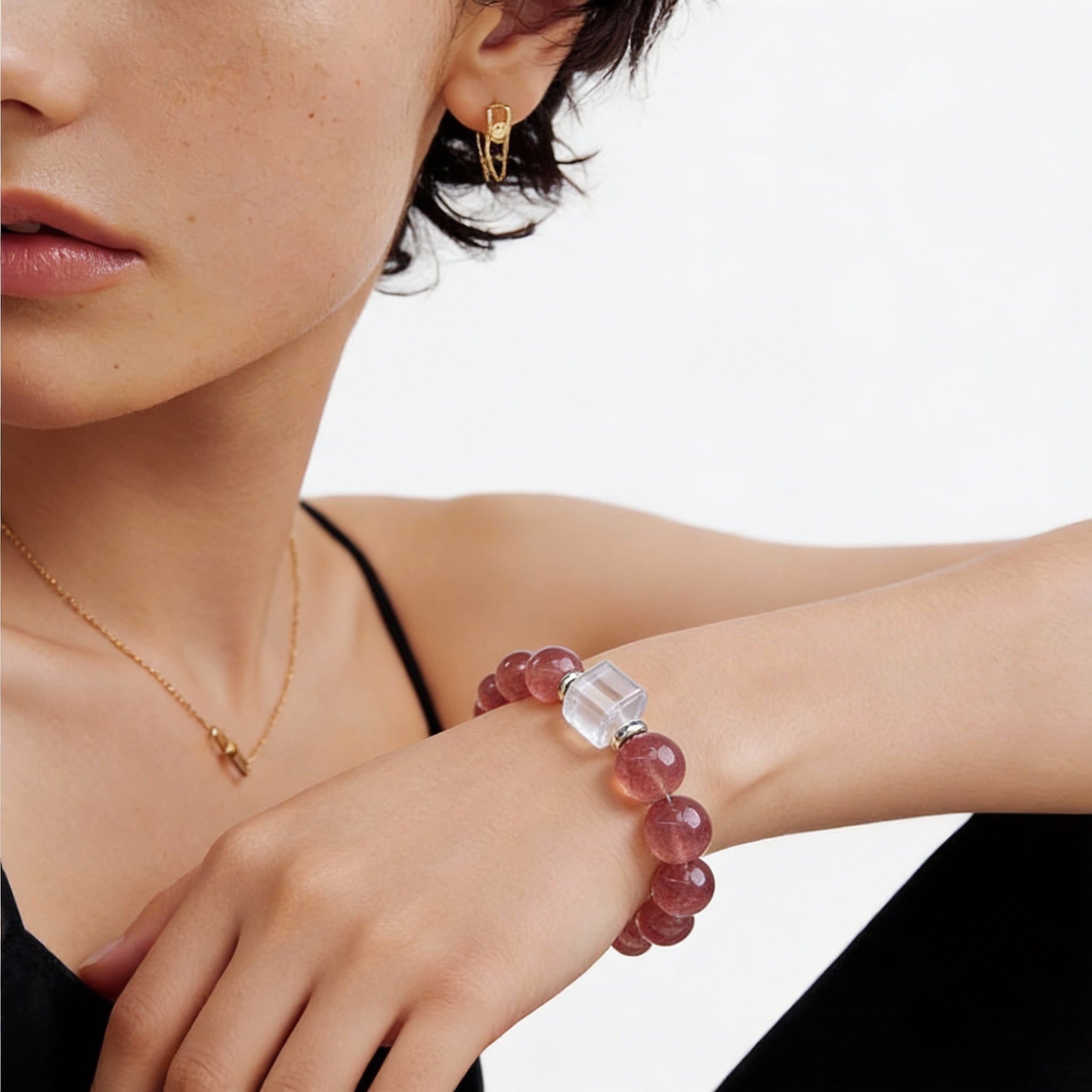 Strawberry Quartz Clear Quartz Harmony Bracelet