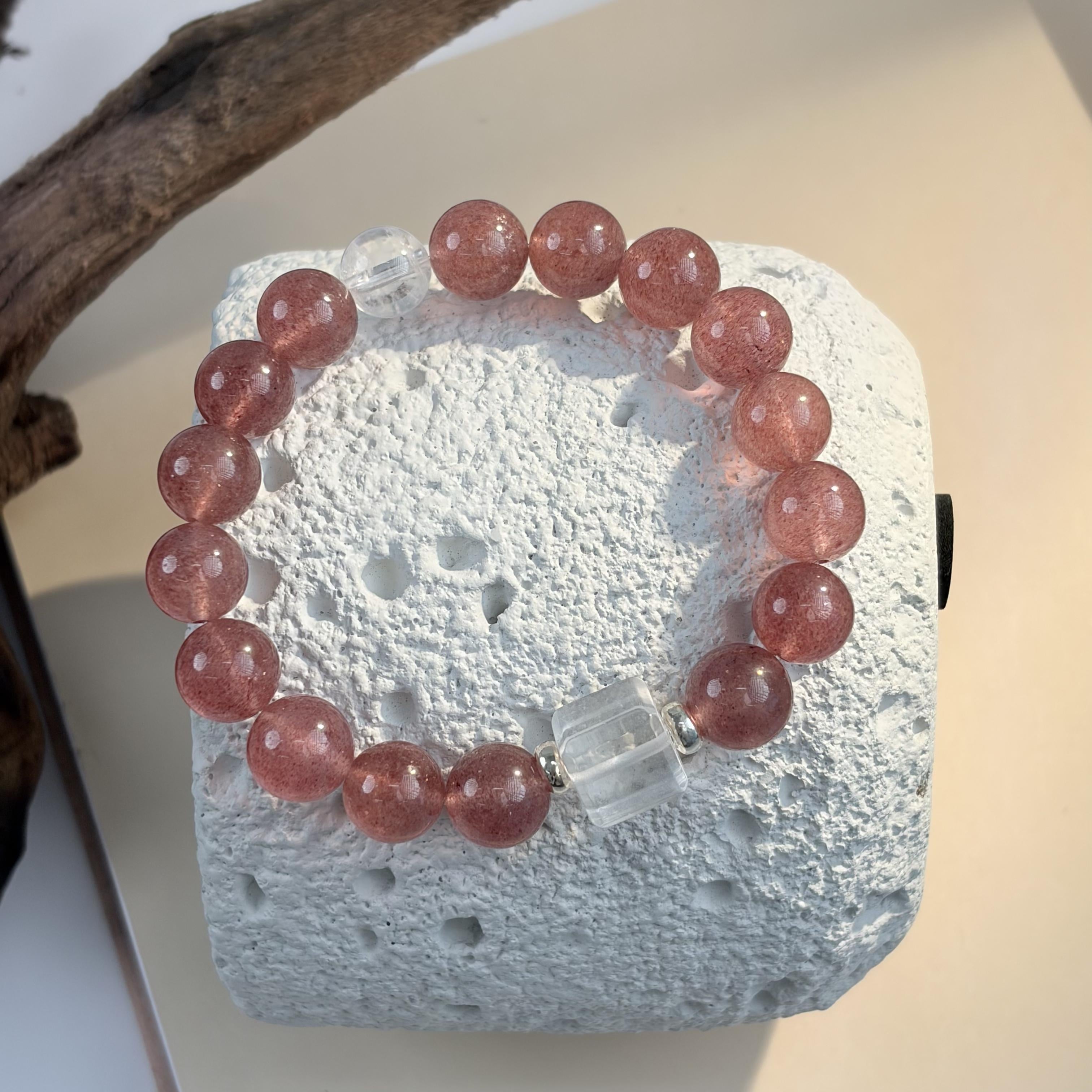 Strawberry Quartz Clear Quartz Harmony Bracelet